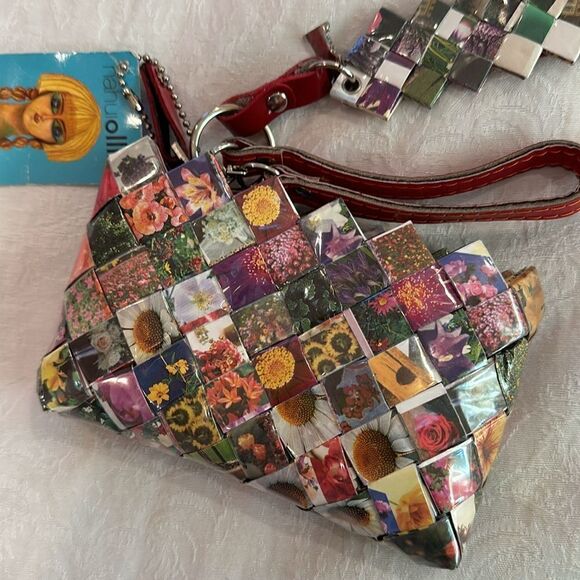 Nahui Ollin Candy Wrapper Multicolor Removable Strap Wristlet Wallet Keychain - Picture 2 of 14